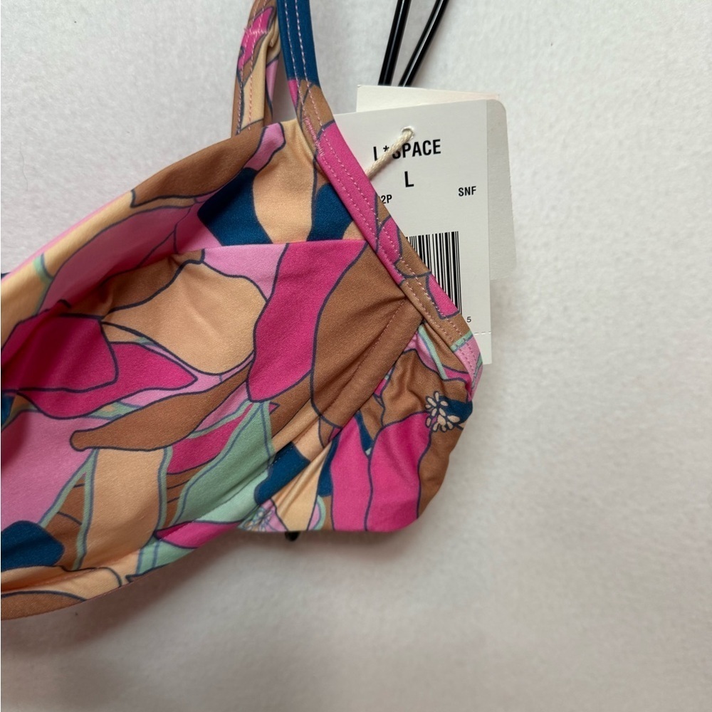 L*Space Rose Bikini Sundazed Floral Triangle Top NWT L - Picture 4 of 7